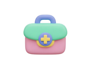 Fototapeta premium Pastelcolored 3D icon of a first aid kit with a prominent yellow cross