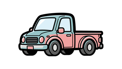 Fototapeta premium Cartoon-style pickup truck with pastel colors and simple design for children