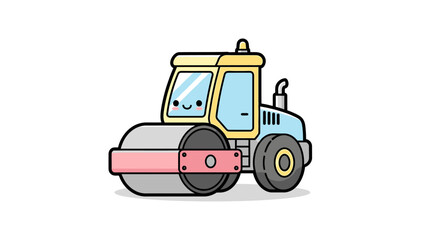 Fototapeta premium Adorable cartoon tractor with smiling facial features and playful design for