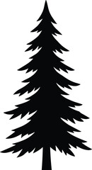 PrintBlack pine tree silhouette isolated on white background, minimalist evergreen forest symbol, nature icon, Christmas tree shape, vector style illustration