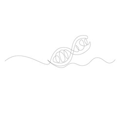 Naklejka premium DNA image one continuous line. Linear structure symbol of genome. Vector illustration of body anatomy. Vector illustration isolated on white background.