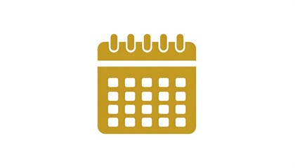 A simple gold-colored calendar icon on a white background