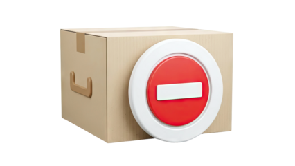 Cardboard Box with No Entry Sign