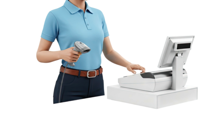 Cashier scanning item at register