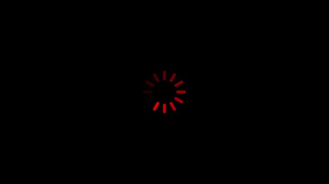 Red Loading wheel animation . Animated circle loading gif video icon. Loading circle icon animation on black background.4k animation.