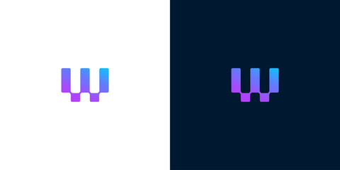 Modern W Letter Logo Design in Gradient Colors - Minimalist Branding for Digital Companies