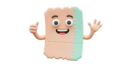 Obraz premium A cheerful cartoon bandage with a smiling face and raised arms against a black background