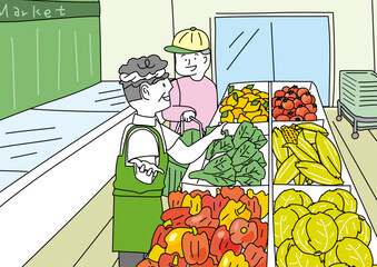 お客さんと話す店員さん