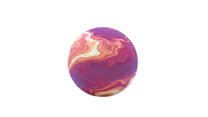Abstract Sphere with Swirling Red and Orange Marbling