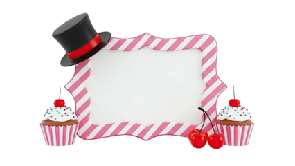 Circus Themed Frame with Cupcakes and Top Hat