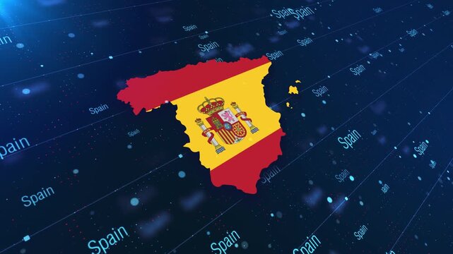Spain Geographic Map and Flag Animated Motion Graphic Background