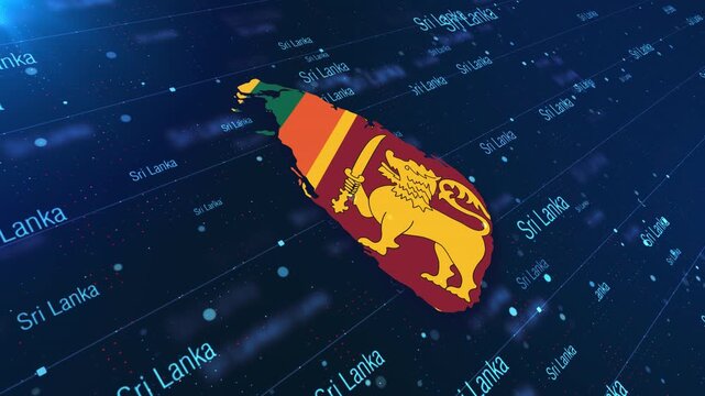 Sri Lanka Geographic Map and Flag Animated Motion Graphic Background