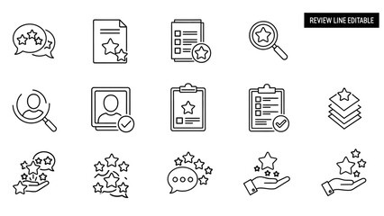 Editable review line icons for feedback and ratings