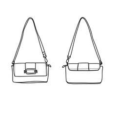 Two Shoulder Bags with Adjustable Straps in Line Art.