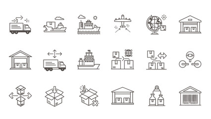 Logistics and shipping icons for business and industry use