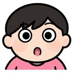 Young girl with surprised expression in flat icon style.