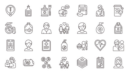 Collection of modern healthcare icons for medical and wellness designs