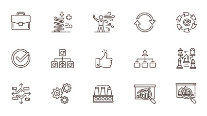 Business continuity and resilience icons for strategic planning © logo master