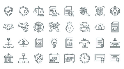 Business security and technology icons for modern corporate design