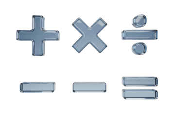 Mathematical symbols isolated on transparent background