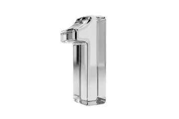 Glass or crystal numeral number 1 isolated on transparent background