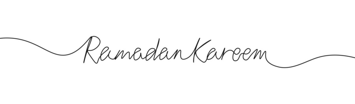 Ramadan kareem greeting card doole hand draw continuous line illustration