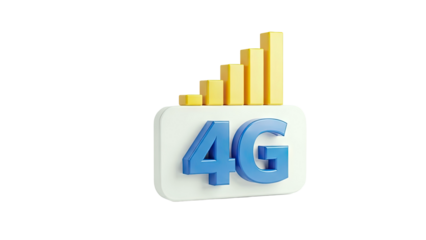 3D Rendered 4G Symbol with Signal Bars