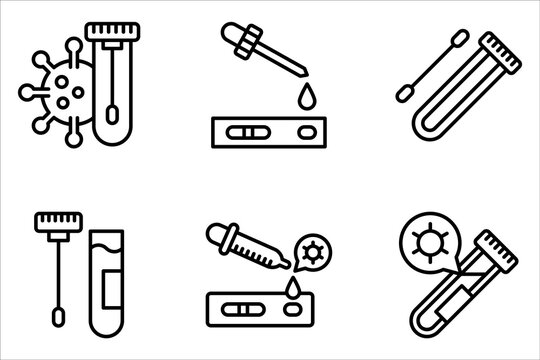pcr test icon set. Linear style sign isolated on white background.