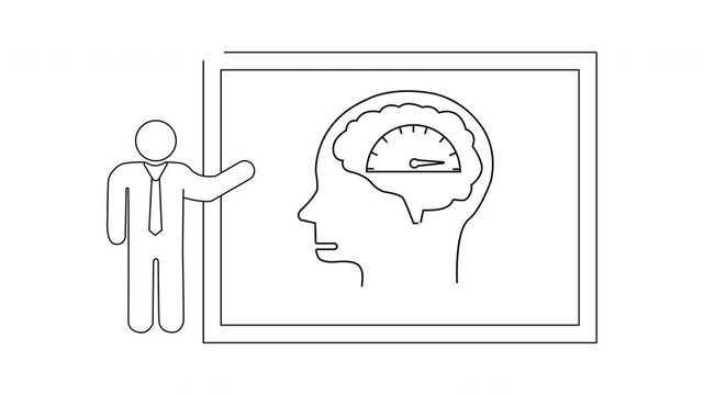 Brain Power Presentation - Continuous Line Art for Business Concepts.