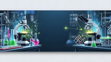 Advanced Scientific Research Laboratory Concept With Microscopes Molecular Analysis And Digital Innovation
