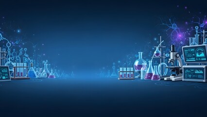 Future Medical Science Laboratory Background With Digital Innovation And Advanced Research Equipment