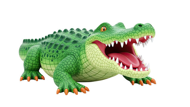 Cartoon Alligator with Mouth Open and Sharp Teeth
