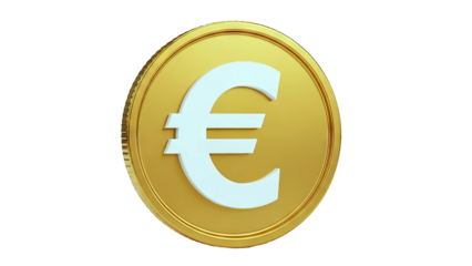 Golden Euro Coin with White Symbol