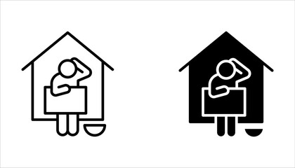 Obraz premium Homeless Shelter Help Icon set Isolated On White Background