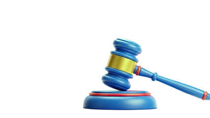 Blue and Gold Gavel on a Stand