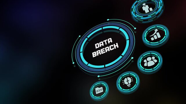Cybersecurity Data Breach and Confidential Information Leak Icon for Digital Privacy Protection and Network Security Risk.