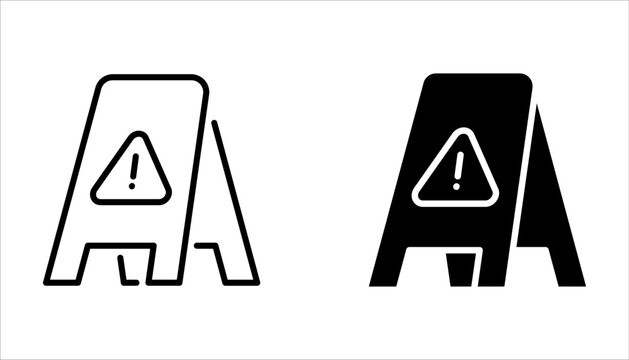 slippery wet floor icon set. warning caution wet floor. cleaning in progress on white background