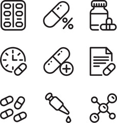 Medication And Healthcare Icons Set