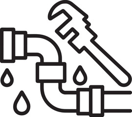 Leaking Pipe with Wrench Fixing Water Drop Plumbing Issue