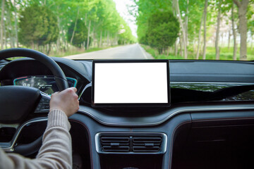 Car multimedia monitors screen with empty space for message.	