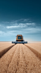 Obraz premium The tractors that are harvesting in the wheat field