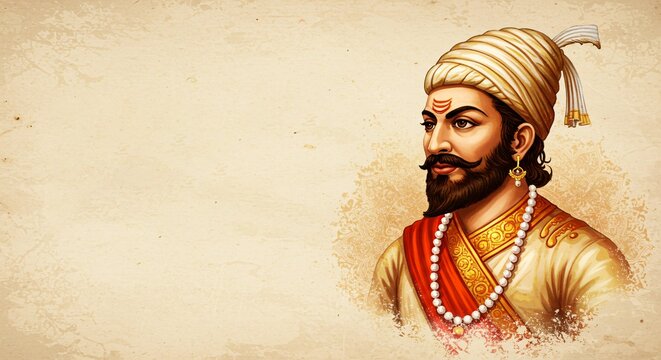 Chhatrapati Shivaji Maharaj Portrait &ndash; Maratha Warrior King History Art & Indian Culture Illustration