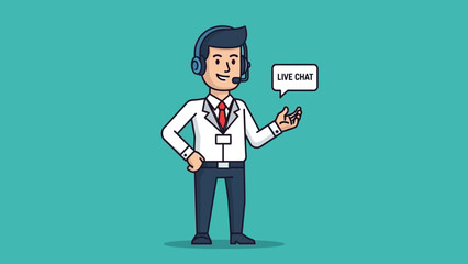 Cartoon Doctor with Headset and Speech Bubble.