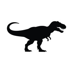 Black silhouette of a Tyrannosaurus Rex dinosaur on white background icon © designer_hubs