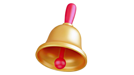 3D Rendered Golden Bell with Red Handle