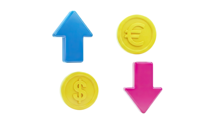 Currency symbols with up and down arrows