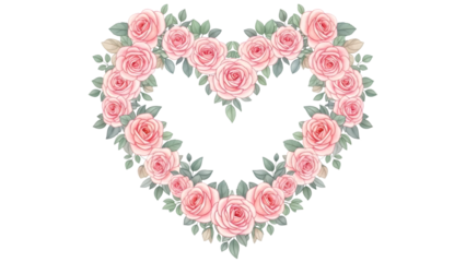 Mother's day heart shaped roses isolated on transparent background