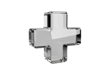 3d crystal cross symbol isolated on transparent background