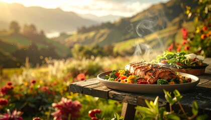 Side-lit food shot with empty space for text overlay, no people, no text