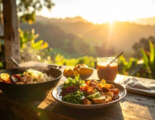 Side-lit food shot with empty space for text overlay, no people, no text